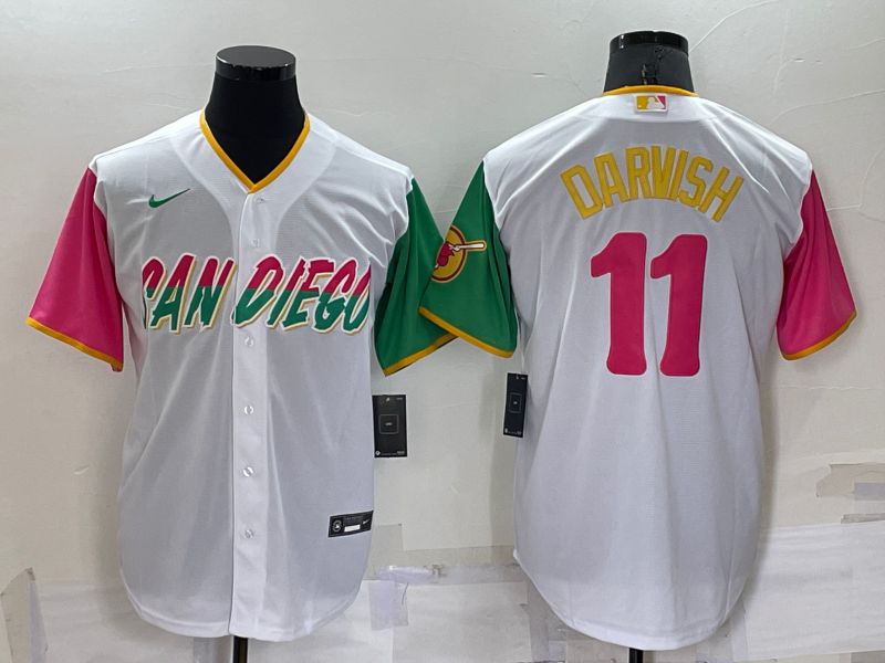 Men San Diego Padres #11 Darvish White City Edition Game Nike 2022 MLB Jerseys